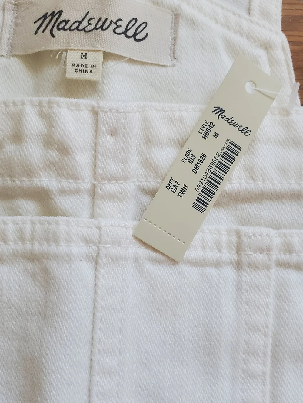 Madewell Ecru/White Denim Overalls New With Tags Medium